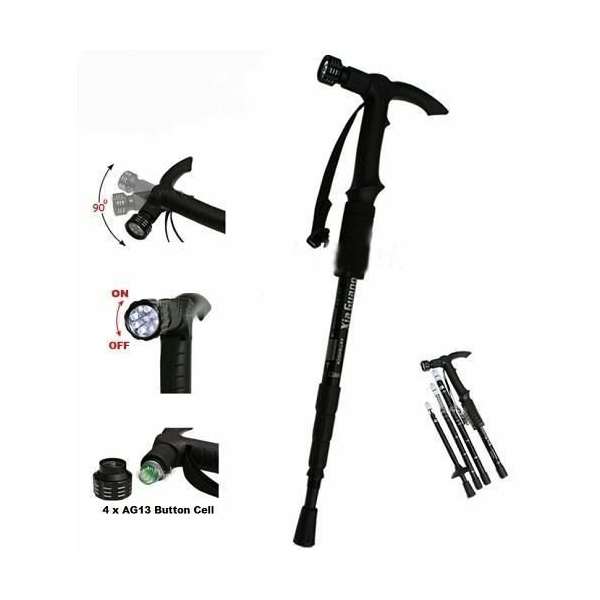 Okayji-Aluminium-Adjustable-4-Step-Anti-Shock-Telescopic-Hiking-Walking-Stick-With-Led-Flashlight