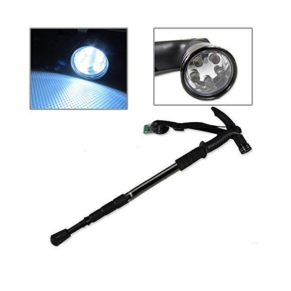 Okayji-Aluminium-Adjustable-4-Step-Anti-Shock-Telescopic-Hiking-Walking-Stick-With-Led-Flashlight
