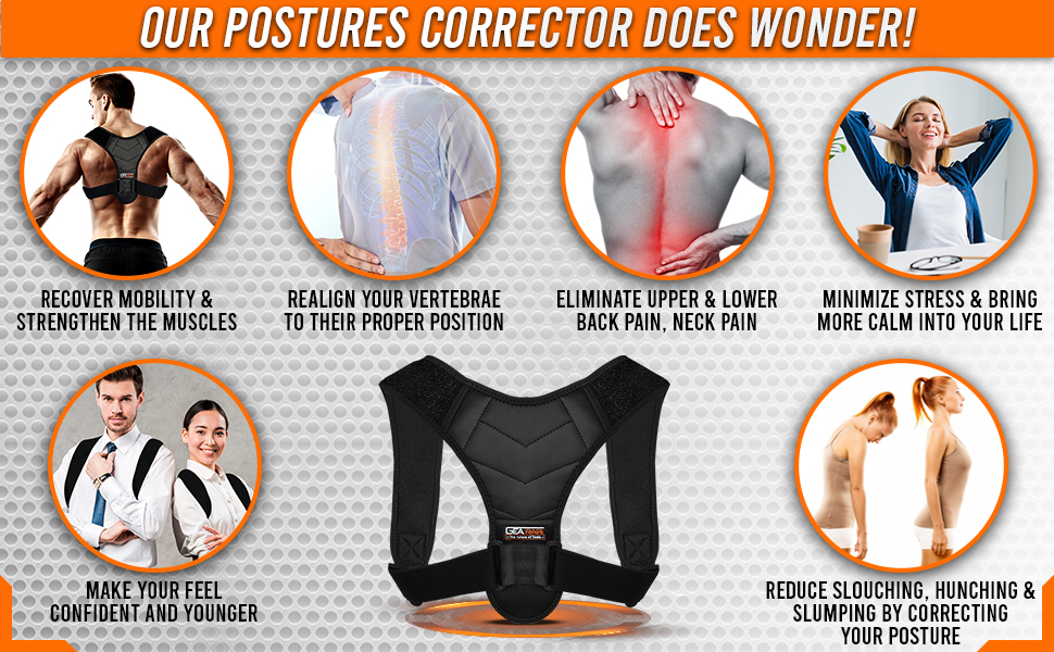 Posture Corrector for Men and Women, Upper Back Brace for Clavicle Support, Adjustable Back Straightener and Providing Pain Relief from Neck, Back & Shoulder, (Universal) (Regular)