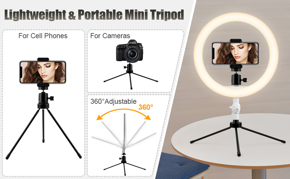 10.2 Ring Light with Tripod Stand & Phone Holder, Dimmable Desk Led Ring Light for Live Streaming YouTube Video Tiktok, OldShark Selfie Ring Light 3 Colors & 10 Brightness