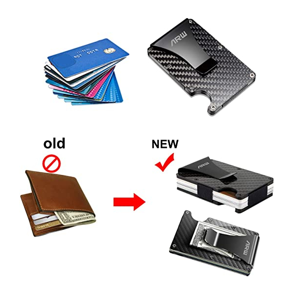 RFID Blocking Aluminum Slim Cash Credit Card Holder ARW Metal Money Clip Wallet Minimalist Wallet for Men 
