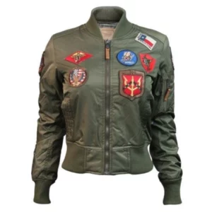 LadiesTop Gun MA-1 Nylon Bomber Jacket with Patches