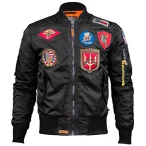Top Gun MA-1 Nylon Men's Bomber Jacket with Patches