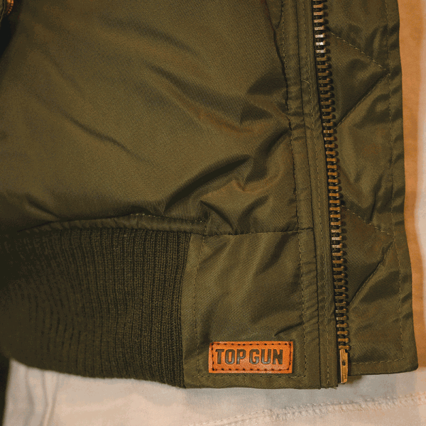 Top Gun Nylon Bomber JAcket with patches olive