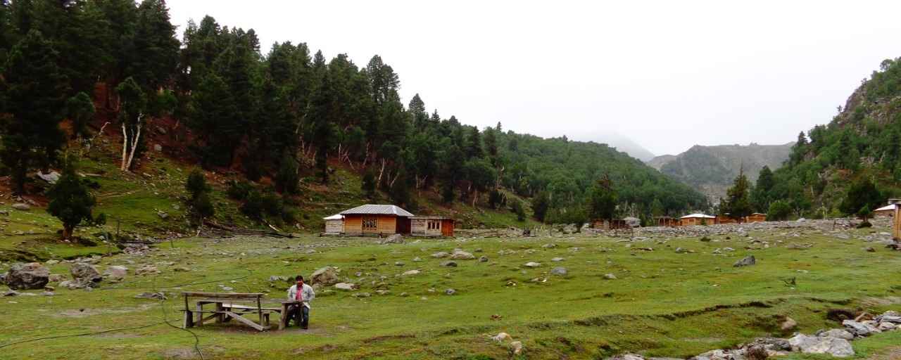 Snow capped mountains of Beyal Camp with a touch of some greenery